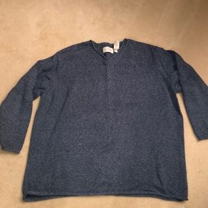 Blue plus size 3/4 sleeve sweater.